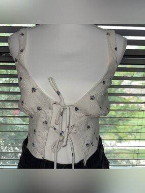 Windsor White Eyelet Floral Tie-Back Camisole